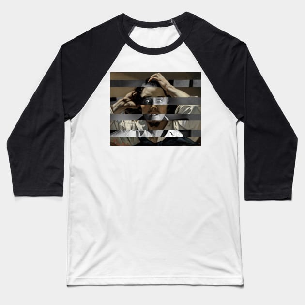 The Desperate Man by Gustave Courbet and James Stewart in the movie Vertigo Baseball T-Shirt by luigi-tarini